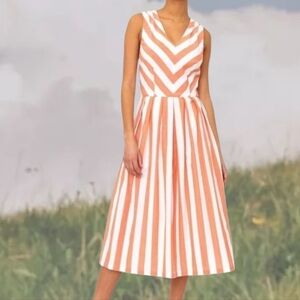 NWT Modcloth Sunbeam Striped Midi Dress XL V Neck Pockets Sundress